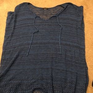 Blue crotchet swim coverup